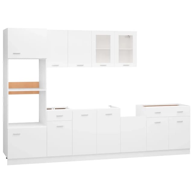 vidaXL 7-tlg Küchenzeile Weiß Holzwerkstoff Modell 1