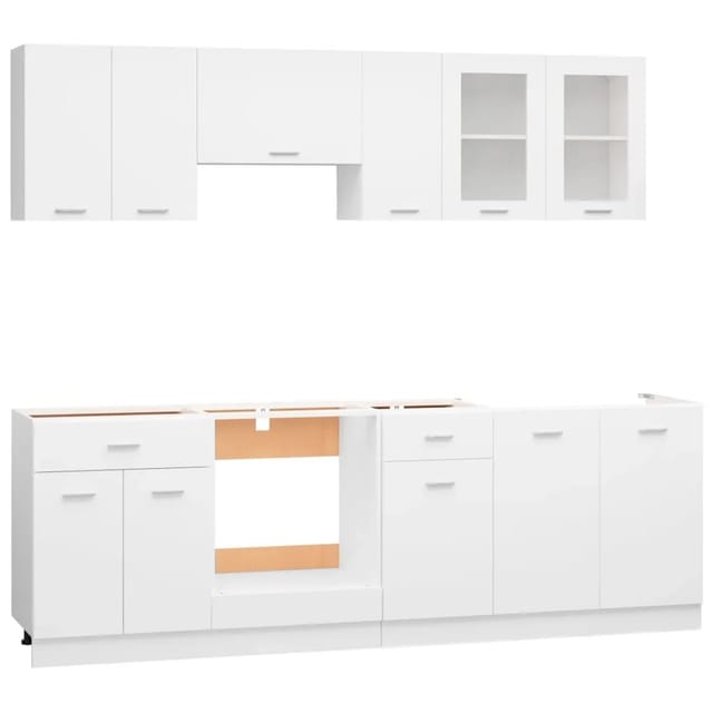 vidaXL 8-tlg Küchenzeile Weiß Holzwerkstoff Modell 1