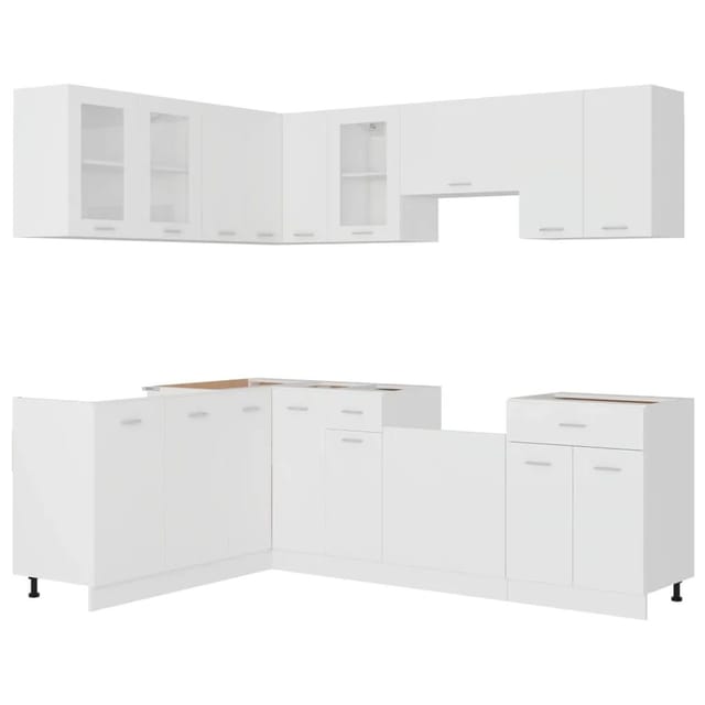 vidaXL 11-tlg Küchenzeile Weiß Holzwerkstoff Modell 3