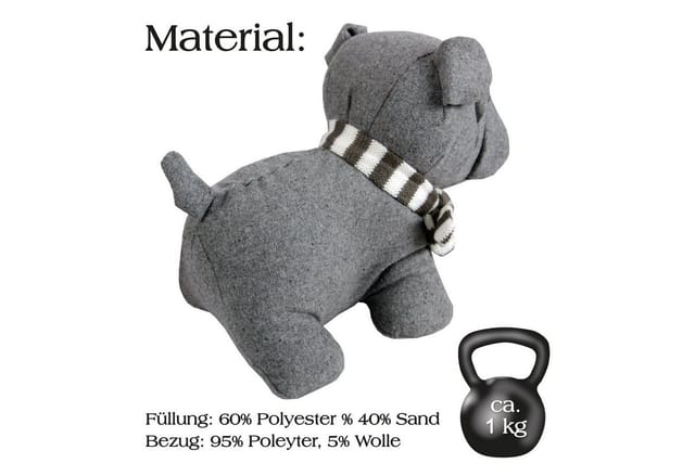 Bestlivings Türstopper Mops Bulldogge 25 x 20 cm Silber