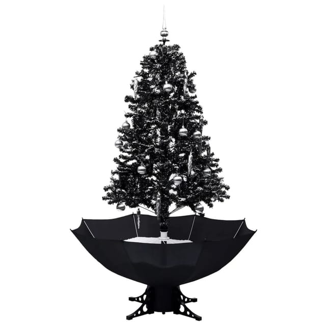 vidaXL Schneiender Weihnachtsbaum mit Schirmfuß Schwarz 170 cm PVC