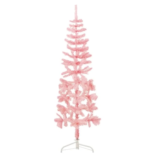 vidaXL Künstlicher Halb-Weihnachtsbaum mit Ständer Schlank Rosa 120 cm
