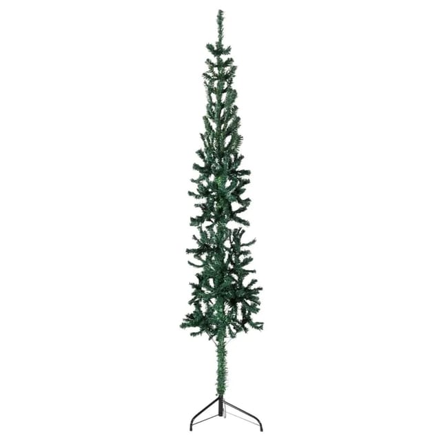 vidaXL Künstlicher Halb-Weihnachtsbaum mit Ständer Schlank Grün 210 cm