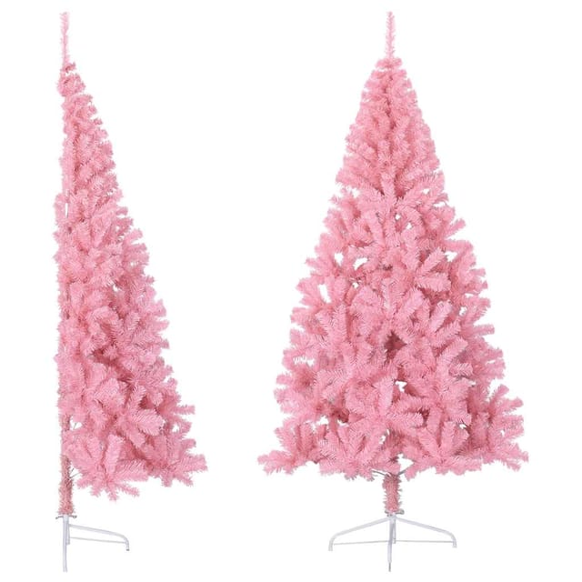 vidaXL Künstlicher Halb-Weihnachtsbaum mit Ständer Rosa 180 cm PVC