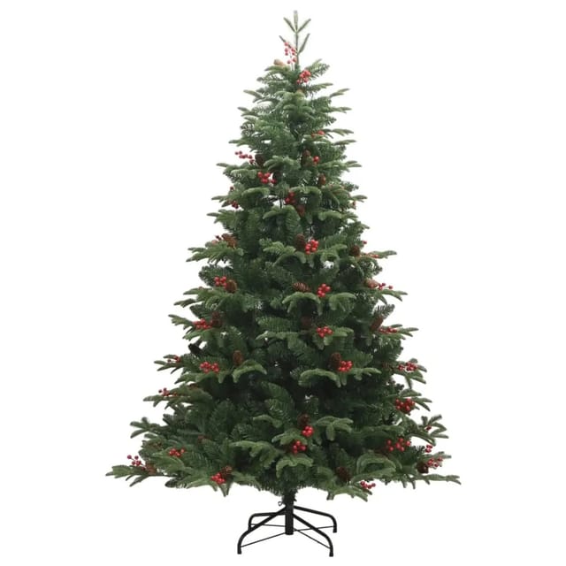 vidaXL Künstlicher Weihnachtsbaum Klappbar mit Zapfen Beeren 180 cm Modell 3
