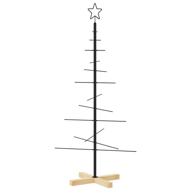 vidaXL Weihnachtsbaum Metall mit Holzständer Schwarz 120 cm