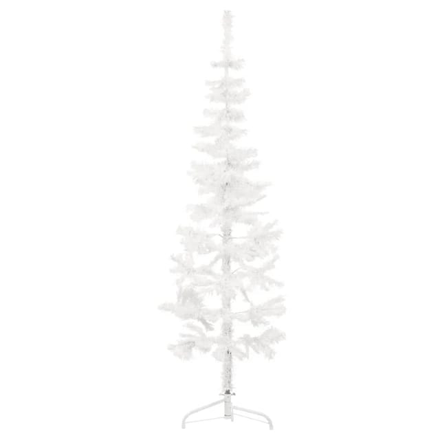 vidaXL Künstlicher Halb-Weihnachtsbaum mit Ständer Schlank Weiß 150 cm