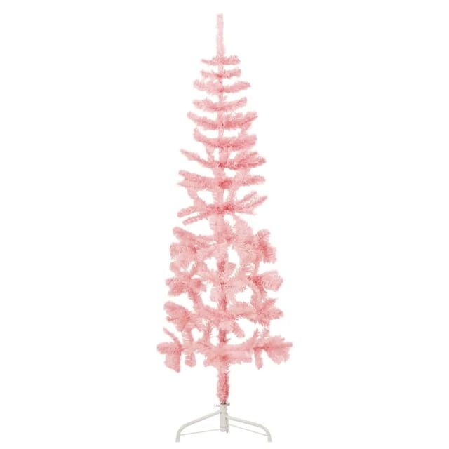 vidaXL Künstlicher Halb-Weihnachtsbaum mit Ständer Schlank Rosa 150 cm