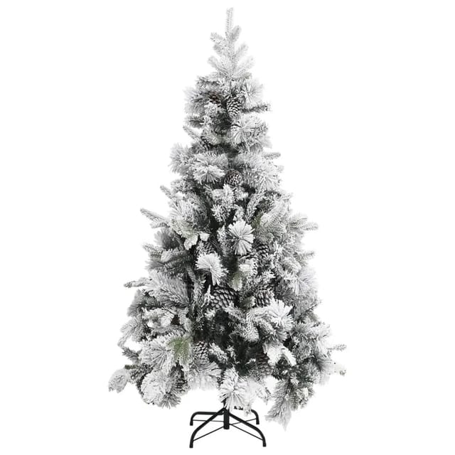 vidaXL Weihnachtsbaum mit Zapfen Beschneit 225 cm PVC PE