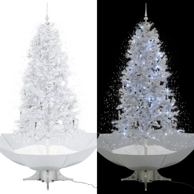 vidaXL Schneiender Weihnachtsbaum mit Schirmfuß Weiß 190 cm