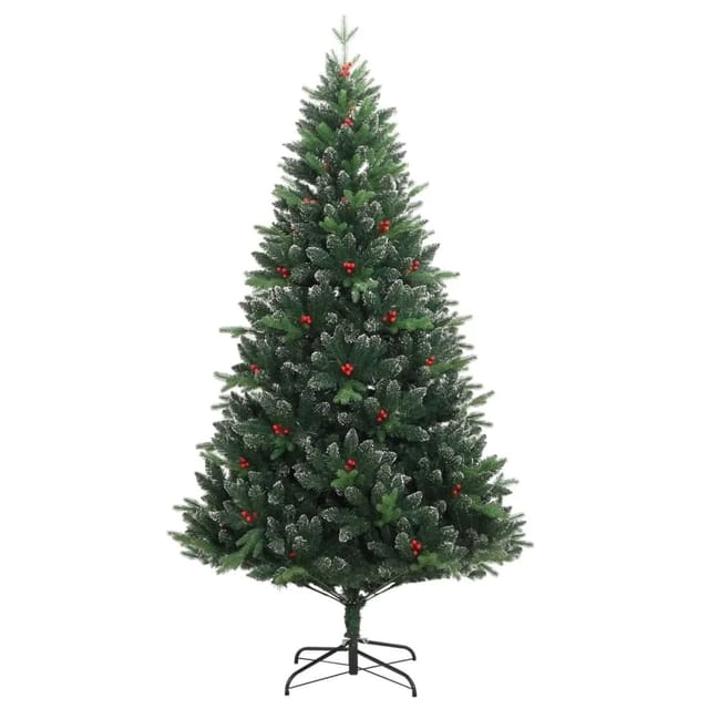 vidaXL Künstlicher Weihnachtsbaum Klappbar mit Roten Beeren 210 cm