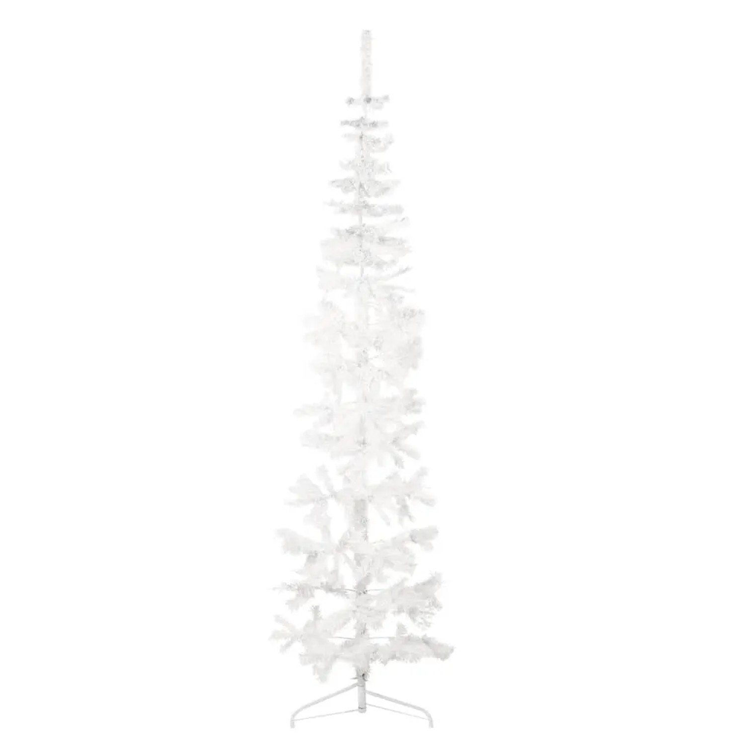 vidaXL Künstlicher Halb-Weihnachtsbaum mit Ständer Schlank Weiß 210 cm