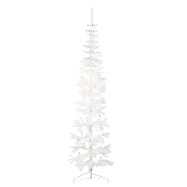 vidaXL Künstlicher Halb-Weihnachtsbaum mit Ständer Schlank Weiß 210 cm