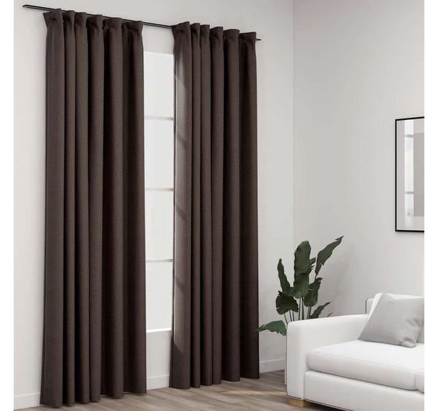vidaXL Verdunkelungsvorhänge Haken Leinenoptik 2 Stk Taupe 140x245 cm