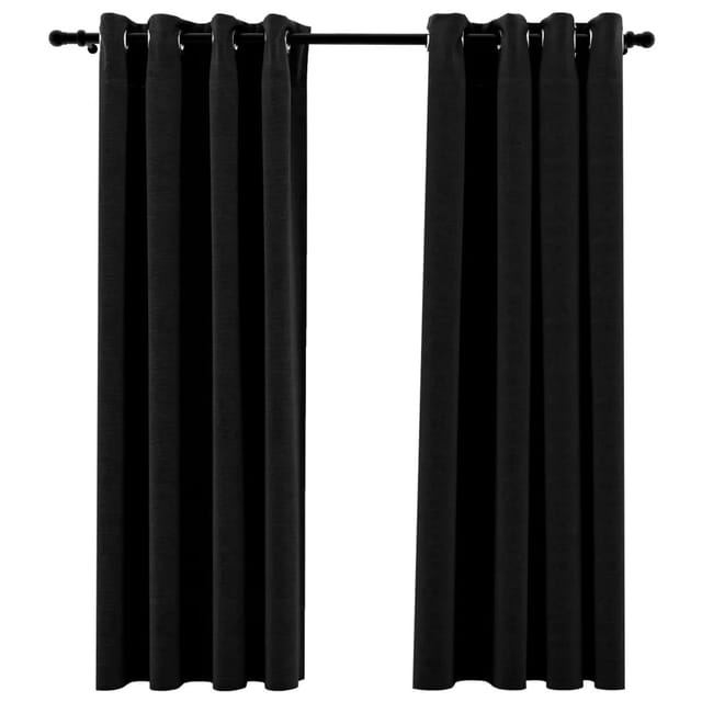 vidaXL Verdunkelungsvorhänge Leinenoptik 2 Stk Anthrazit 140x175 cm
