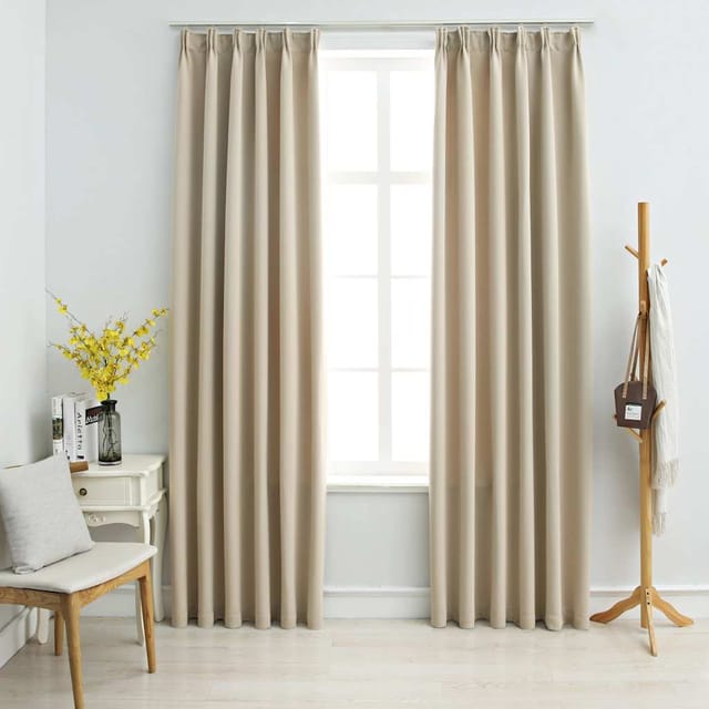 vidaXL Verdunkelungsvorhänge mit Haken 2 Stk Beige 140x175cm