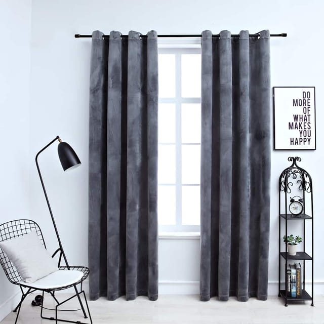 vidaXL Verdunkelungsvorhänge mit Ösen 2 Stk Samt Anthrazit 140x225 cm