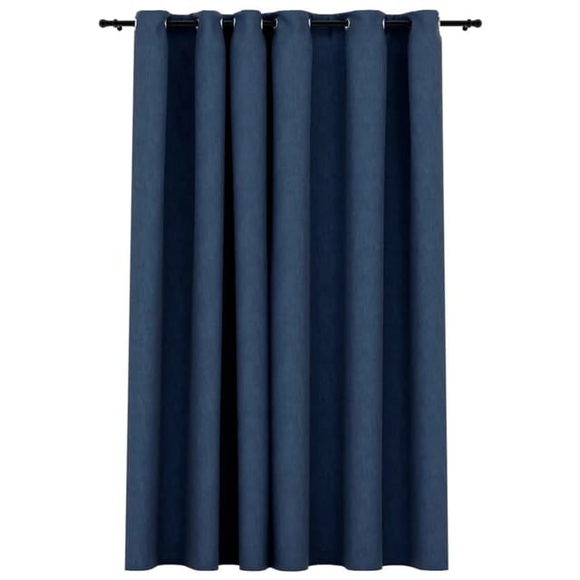 vidaXL Verdunkelungsvorhang mit Ösen Leinenoptik Blau 290x245 cm