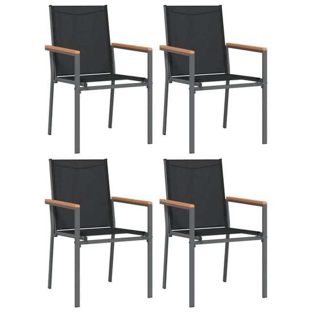 vidaXL Gartenstühle 4 Stk. Schwarz 55x61,5x90 cm Textilene und Stahl