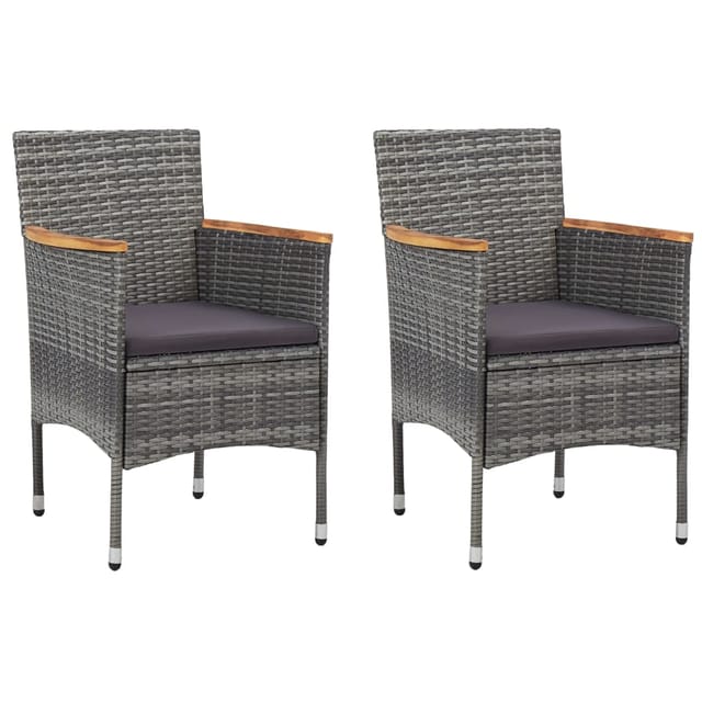 vidaXL Garten-Essstühle 2 Stk. 52 x 57 x 84 cm Poly Rattan Grau