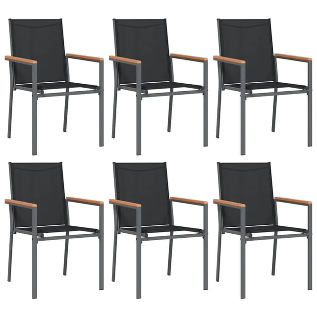vidaXL Gartenstühle 6 Stk. Schwarz 55x61,5x90 cm Textilene und Stahl