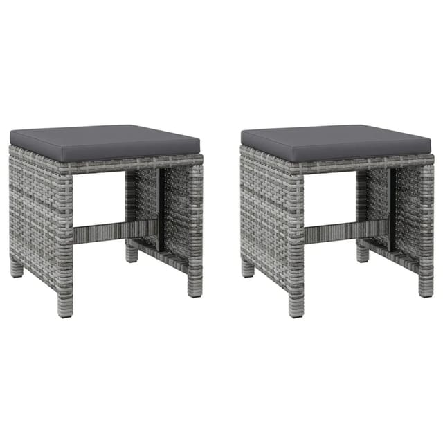 vidaXL 4-tlg. Gartenstuhl und Hocker Set Poly Rattan Grau