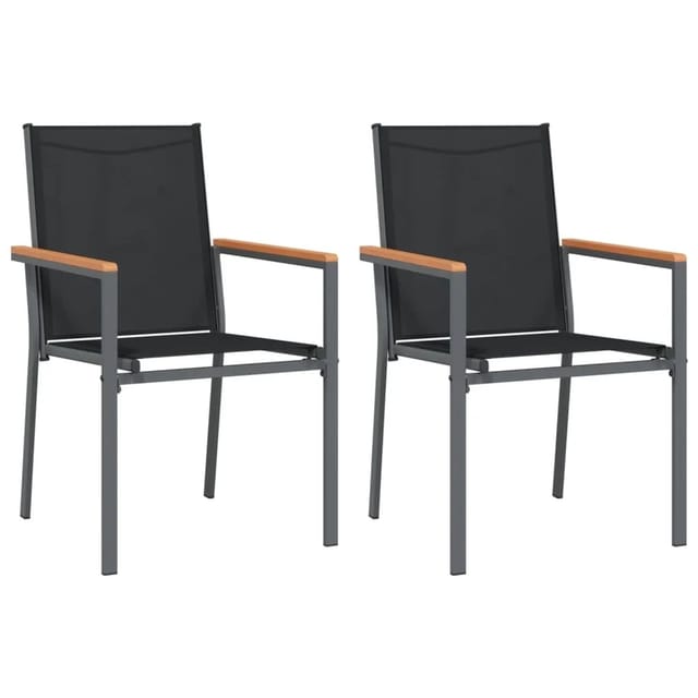 vidaXL Gartenstühle 2 Stk. Schwarz 55x61,5x90 cm Textilene und Stahl