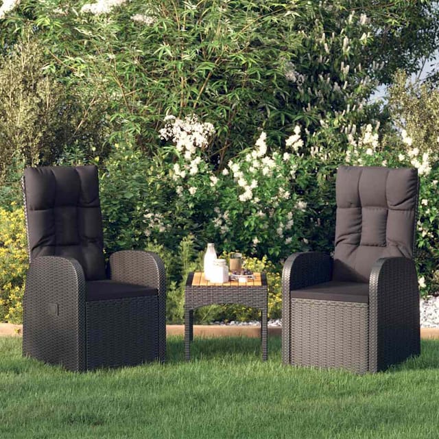 Vidaxl Garten-liegestühle 2 Stk. Mit Auflagen Poly Rattan Schwarz