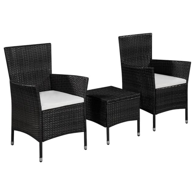 vidaXL 3-tlg Bistro-Set Poly Rattan Schwarz Modell 2