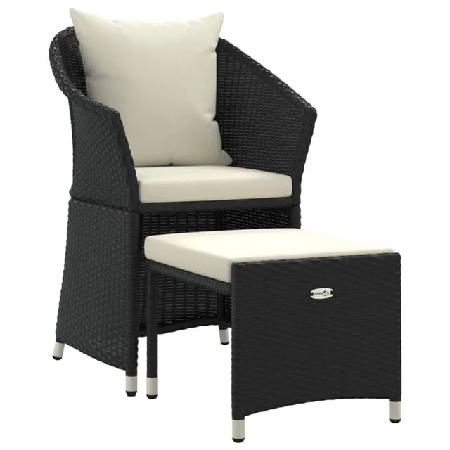 vidaXL 2-tlg Garten-Lounge-Set mit Kissen Schwarz Poly Rattan Modell 2