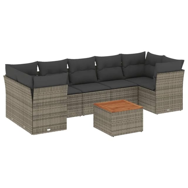 vidaXL 6-tlg Garten-Sofagarnitur mit Kissen Grau Poly Rattan Modell 65