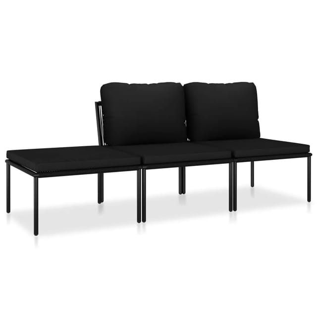 vidaXL 3-tlg Garten-Lounge-Set mit Auflagen Schwarz PVC Modell 1