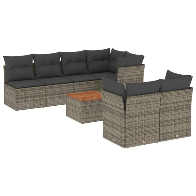 vidaXL 6-tlg Garten-Sofagarnitur mit Kissen Grau Poly Rattan Modell 106