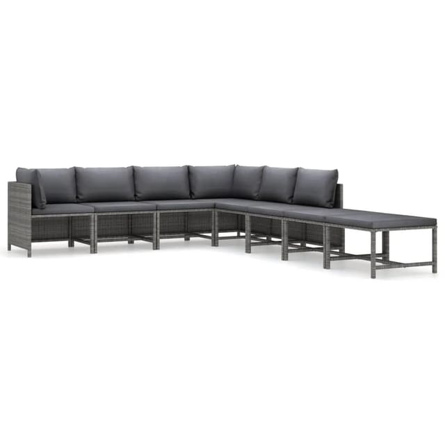vidaXL 8-tlg Garten-Lounge-Set mit Kissen Poly Rattan Grau Modell 8
