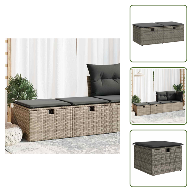 Vidaxl 2-tlg. Garten-sofagarnitur Mit Kissen Grau Poly Rattan Akazie