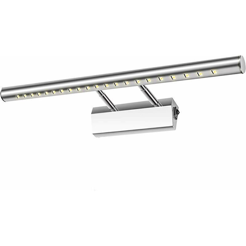 Lampe Salle De Bain Mirroir Led 5w Applique Murale Lumière Tableau Étanche Ip44 Réglable 180°avec Interrupteur En Acier Inoxydable Éclairage Décoration Meuble Wc Toilette Maquillage 40cm（blanche）