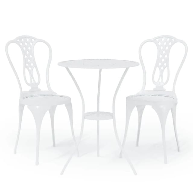 vidaXL 3-tlg Bistro-Set Aluminiumguss Weiß Modell 10