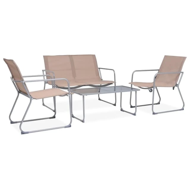 vidaXL 4-tlg Garten-Lounge-Set Stoff und Stahl Taupe
