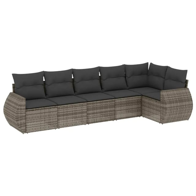 vidaXL 6-tlg Garten-Sofagarnitur mit Kissen Grau Poly Rattan Modell 118