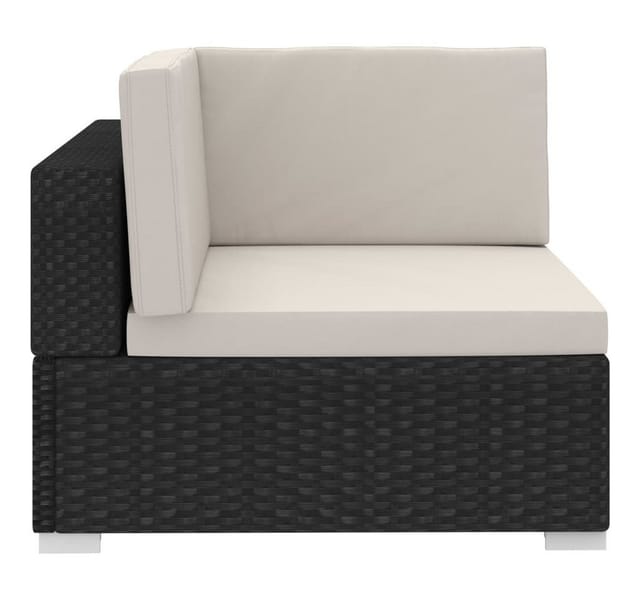 vidaXL 4-tlg Garten-Sofagarnitur mit Auflagen Poly Rattan Schwarz Modell 2