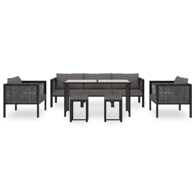 vidaXL 8-tlg Garten-Lounge-Set mit Auflagen Poly Rattan Anthrazit