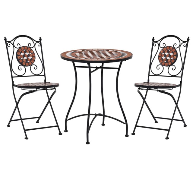 vidaXL 3-tlg Bistro-Set Mosaik Keramik Terrakotta