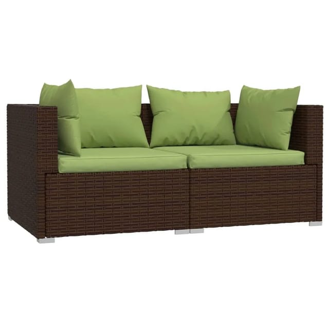 vidaXL 2-Sitzer-Sofa mit Kissen Braun Poly Rattan Modell 3