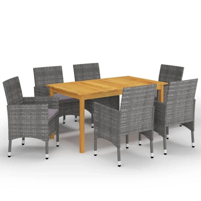 vidaXL 7-tlg Garten-Essgruppe Grau Modell 1
