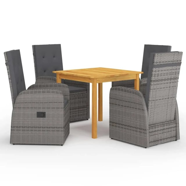 vidaXL 5-tlg Garten-Essgruppe Grau Modell 6