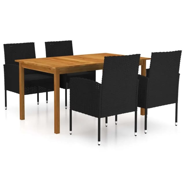 vidaXL 5-tlg Garten-Essgruppe Schwarz Modell 135