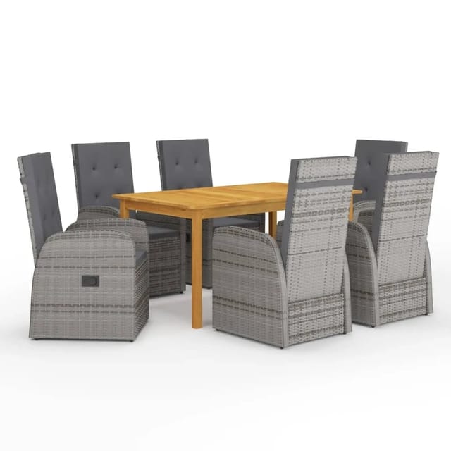 vidaXL 7-tlg Garten-Essgruppe Grau Modell 6