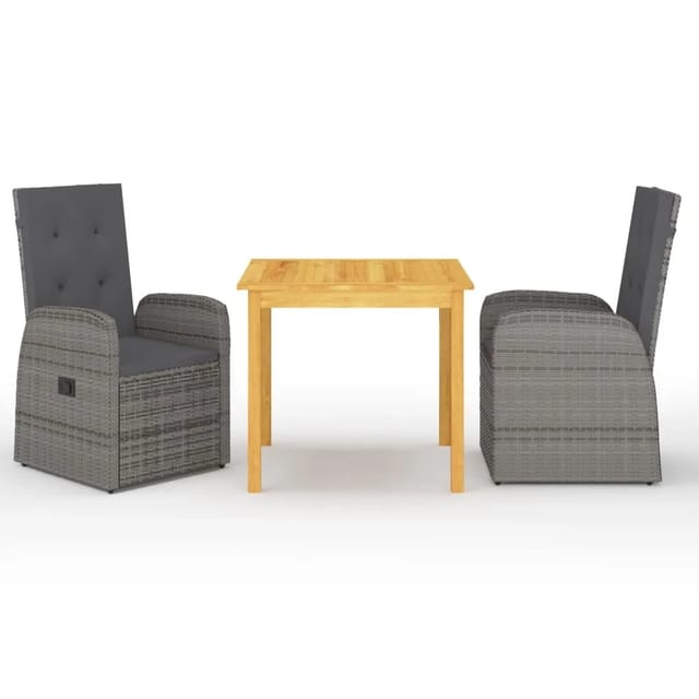 vidaXL 3-tlg Garten-Essgruppe Grau Modell 6