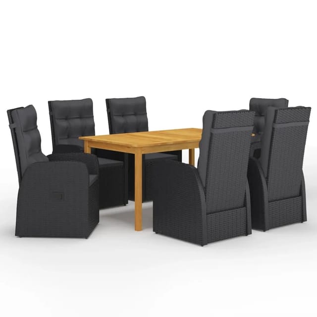 vidaXL 7-tlg Garten-Essgruppe Schwarz Modell 11