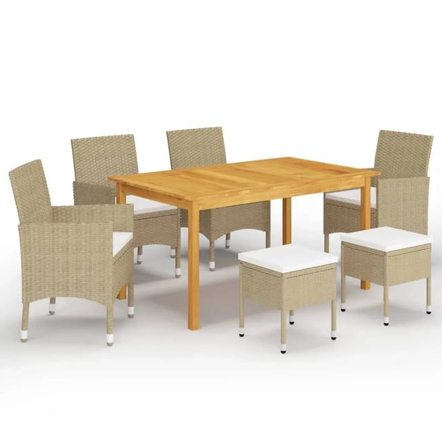 vidaXL 7-tlg Garten-Essgruppe Beige Modell 12